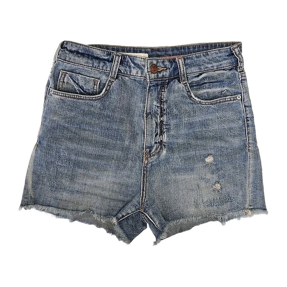 Pilcro Anthropologie Womens Jean Cutoff Shorts Sz 27 High-Rise Distressed Denim